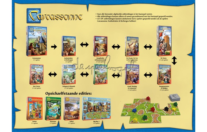 Tijd Kustlijn Maan oppervlakte Carcassonne - uitbreiding 2 Kooplieden & Bouwmeesters van het merk 999  Games bij De Speelvogel